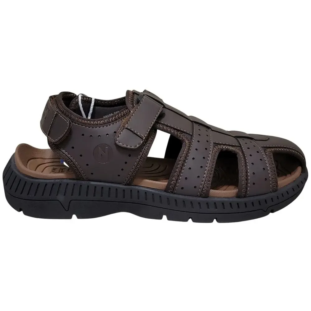 Nunn Bush Men Laguna Closed Toe Fisherman Sandals Size US 8M Brown Faux Leather